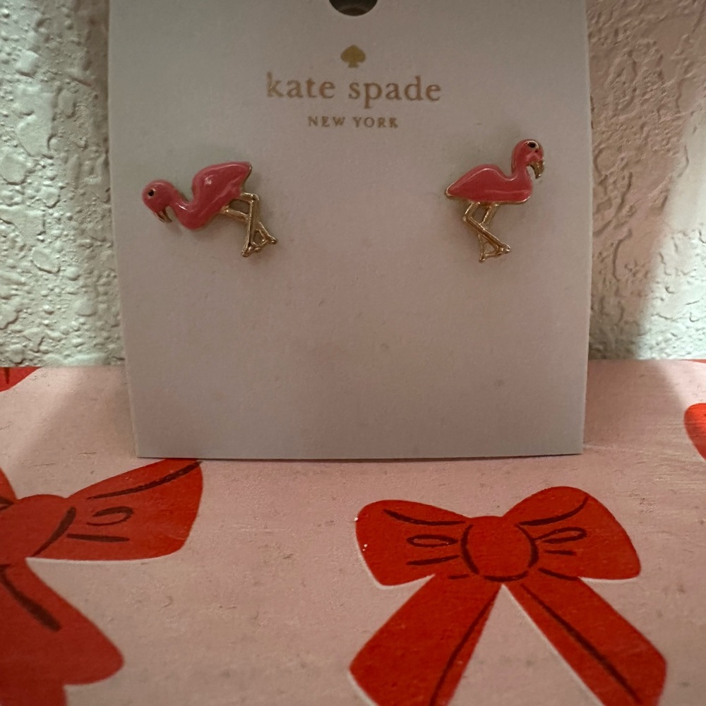 Kate Spade Flamingo Stud Earrings in Pink and Gold